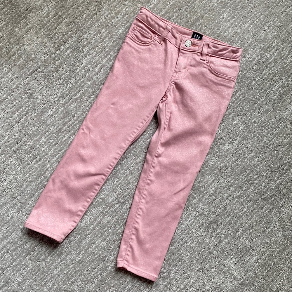 Gap kids Pink sparkle stretch jegging ankle jeans